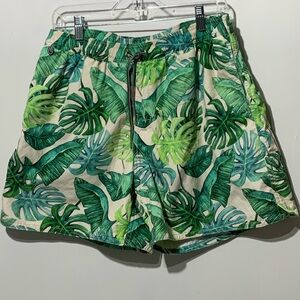 Birdwell Beach Britches Green Mens XL Swim Shorts Limited Ed Floral Tropical EUC